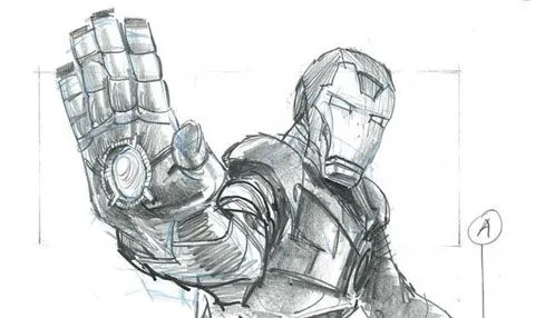 Sketch del storyboard de Iron Man 2... díselo a la mano