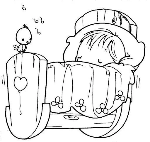 Sleeping baby, precious moments, coloring pages | Dibujos ...