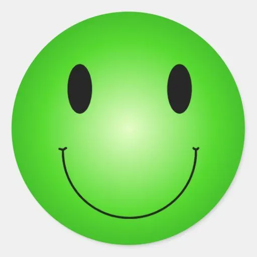 Smiley verde pegatina redonda | Zazzle