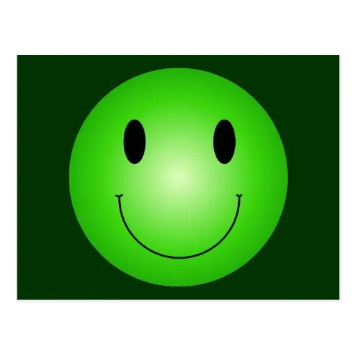 Smiley verde tarjeta postal | Zazzle