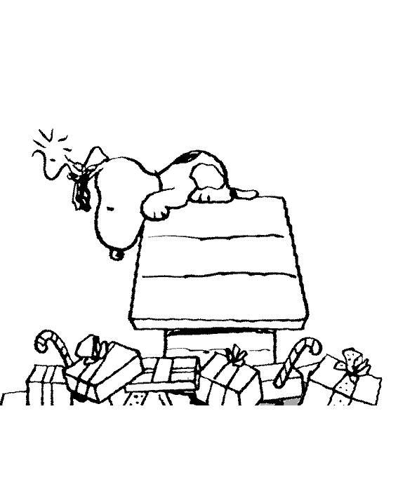Snoopy con Regalos de Navidad ~ Dibujos para Colorear Infantil