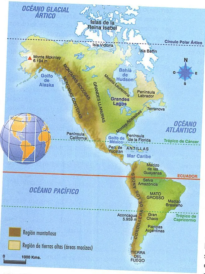Sociedades americanas 2009-2010: Mapa f'ísico América Relieve ... Sociedades americanas 2009-2010: Mapa f'ísico América Relieve ...