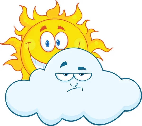 sol feliz sonriendo detrás de un personajes de mascota de dibujos ... sol feliz sonriendo detrás de un personajes de mascota de dibujos ...