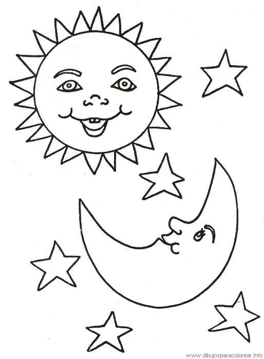 El sol y la luna - Dibujalia - Dibujos para colorear - Elementos y ...
