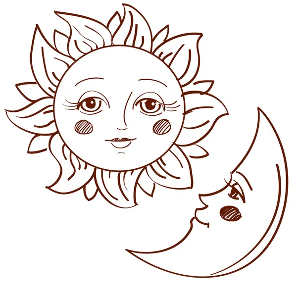 dibujo estilizado del sol y la luna — Vector stock © SveslaTasla ...