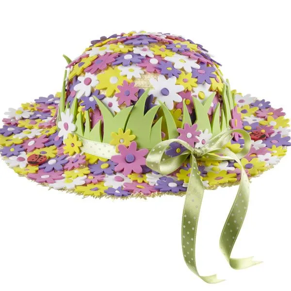 Sombrero decorado con flores de goma eva - Guía de MANUALIDADES