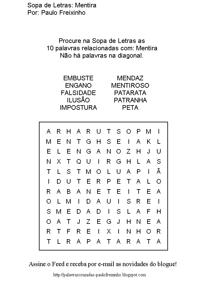 Sopas de letras para imprimir em portugues - Imagui