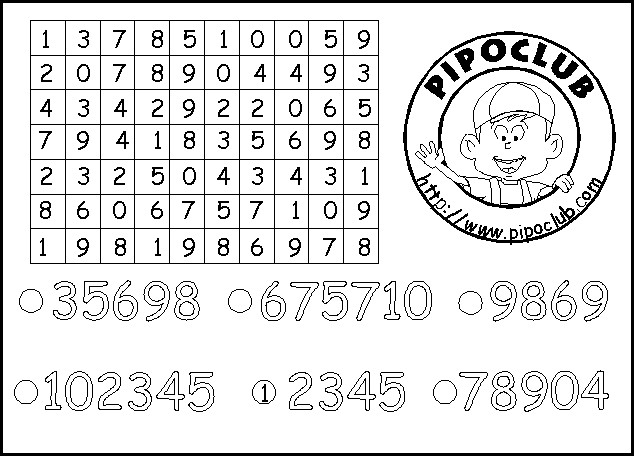 Sopa de letras con numeros - Imagui