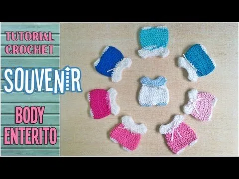 Souvenir a crochet para baby shower enterito, body bebé, paso a ...