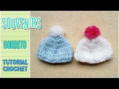 Souvenir a crochet para baby shower MINI GORRITO, paso a paso ...