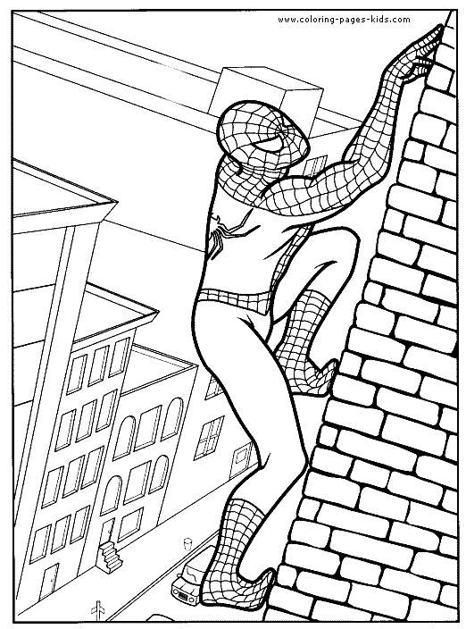 Spider-Man For Coloring - Spider-Man climbing on a wall