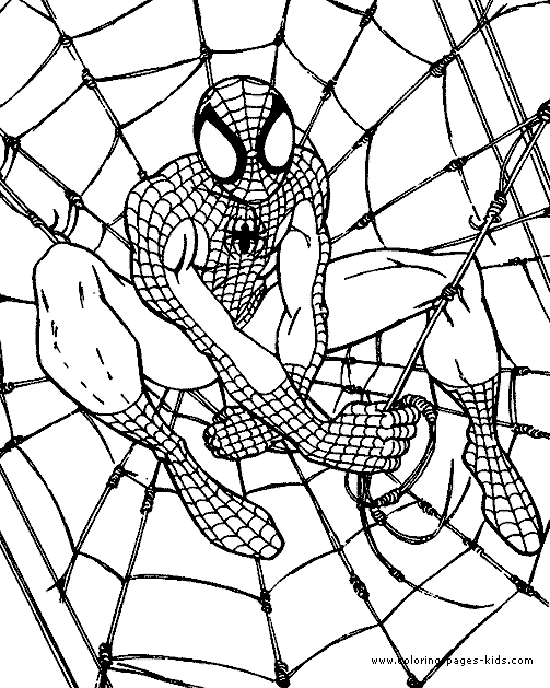 Spiderman Coloring Page - Spiderman in a web