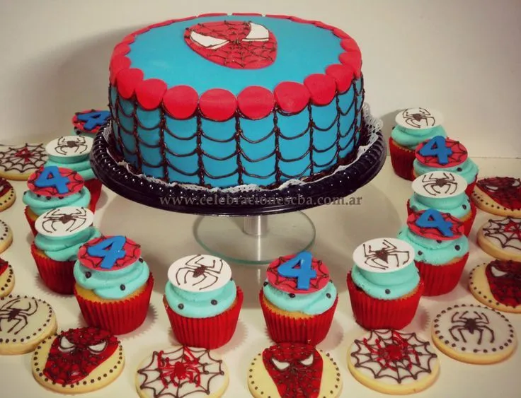 Spiderman, set de torta+galletas+cupcakes www.celebracionescba.com ...