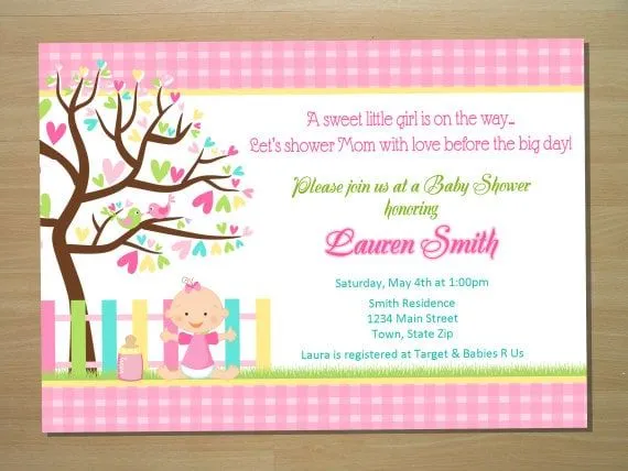 Spring Girl Baby Shower Invitation Digital por SquigglesDesigns