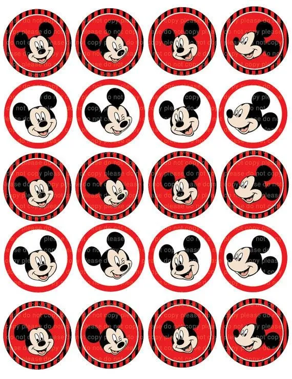 INSTANT DL Mickey Mouse Stickers Cupcake Toppers 2 por PishPesh2