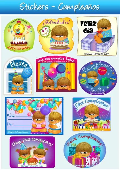 Stickers para Cumpleaños. Stickers, ver tarjetas, postales virtuales