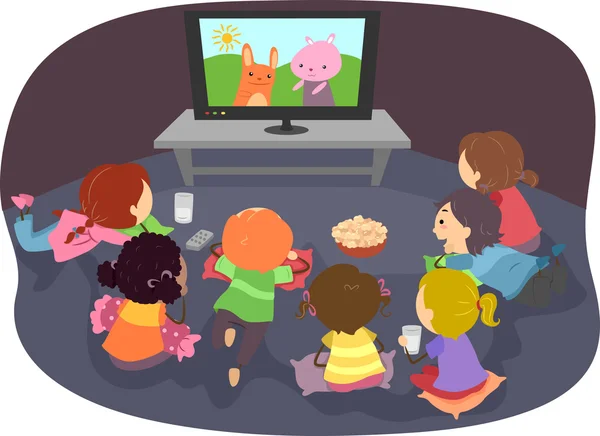 Stickman niños viendo dibujos animados — Foto stock © lenmdp #32058315