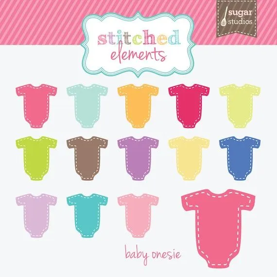 Stitched Baby Onesie Digital Clipart 13 Pieces by sugarstudios Stitched Baby Onesie Digital Clipart 13 Pieces by sugarstudios