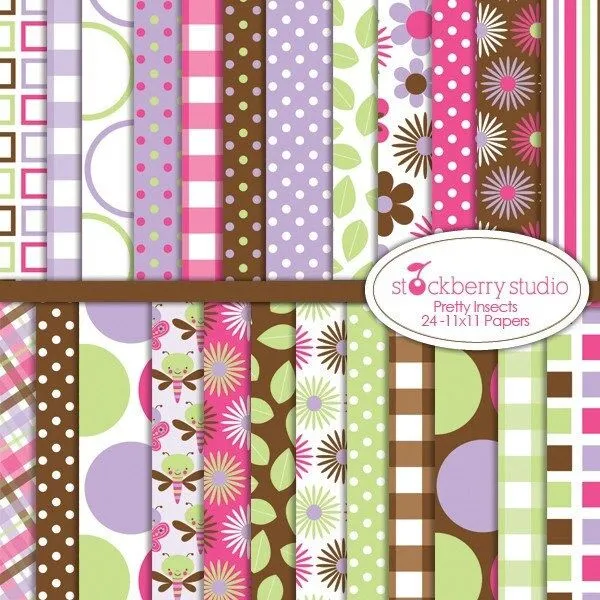 Stockberry Studio: Pretty Insects Digital Scrapbooking Paper