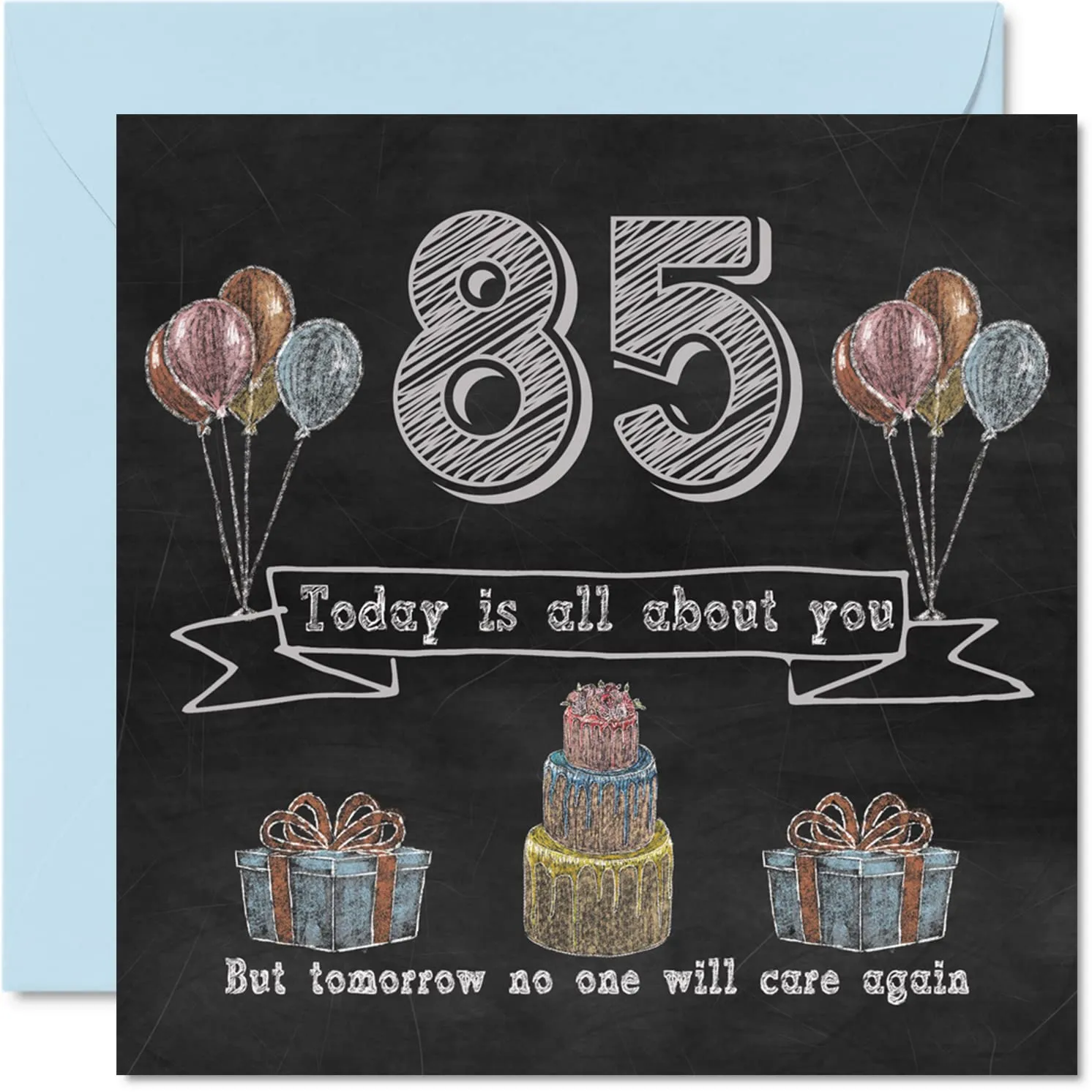 Stuff4 - Tarjetas divertidas de cumpleaños 85 para hombres y mujeres,  pizarrón de gis, tarjeta de felicitación