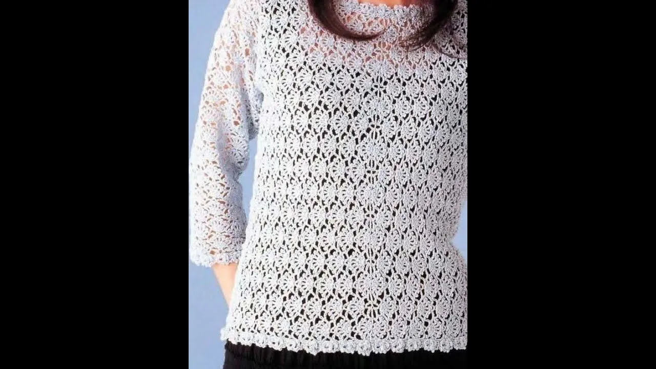 Suéter Abanicos tejido a Crochet - YouTube