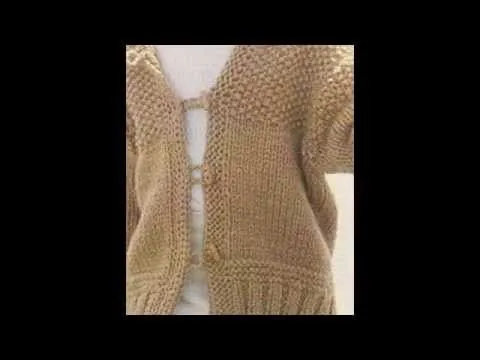 Suéter abierto para niño a 2 agujas diferentes puntadas - YouTube
