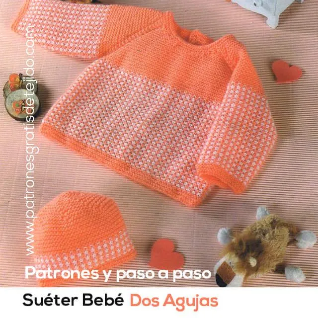 Suéter y Gorro Bebé tejidos con Dos Agujas / Moldes, patrones y ...
