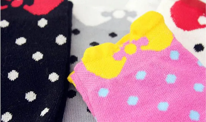 Summer Style Toe Socks Thin Cotton Women Toe Socks Cute Bow Dot ...