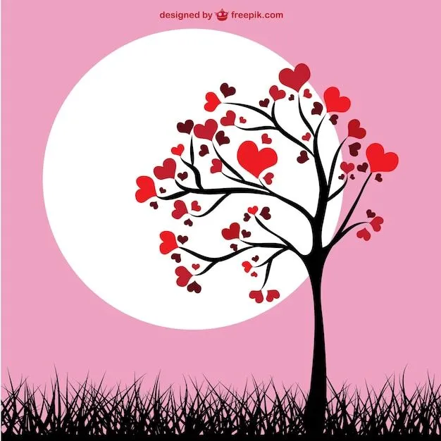 Árbol de corazones fondo rosa | Descargar Vectores gratis