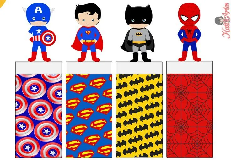 Super Héroes: Envoltorios Especiales para Golosinas, para Imprimir ...