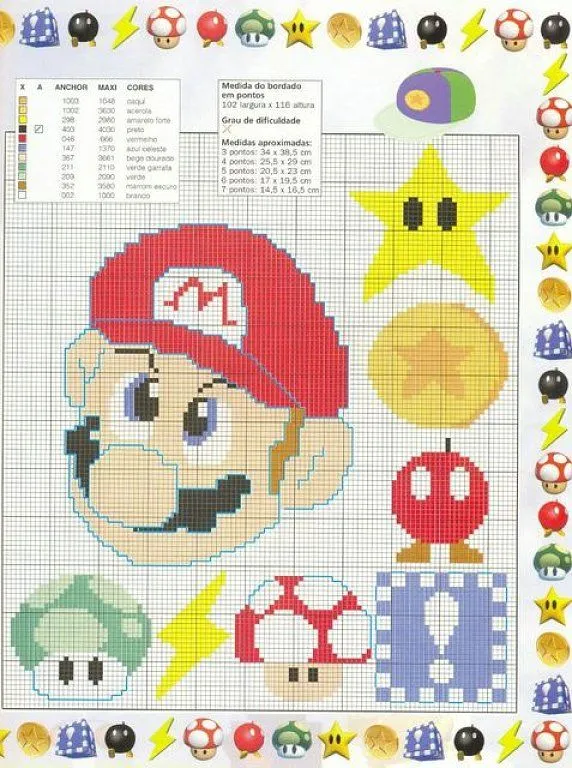 Super Mario Bros en punto de cruz | Punto de cruz - Colección de ...