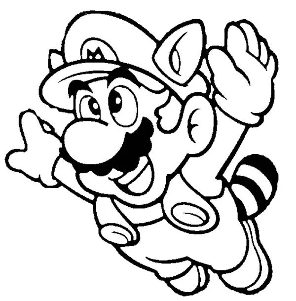 Super Mario Brothers Fyling to th Sky Coloring Page | Color Luna Super Mario Brothers Fyling to th Sky Coloring Page | Color Luna