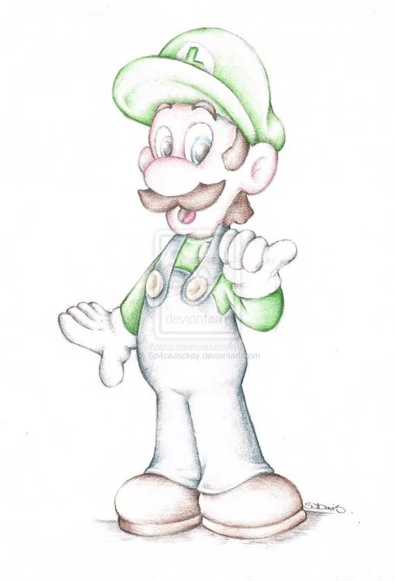 Super Mario Brothers Luigi Nintendo Arte Coloreado Lápiz - Etsy México