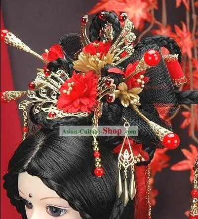 Supremo chino clásico princesa vestuario y el decorado del pelo ...