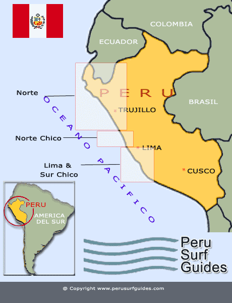 Surfing en Perú - Mapa del Perú