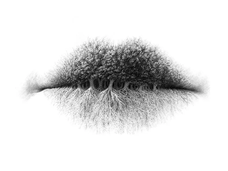 Surreales dibujos de labios realizados con lápiz de Christo ...