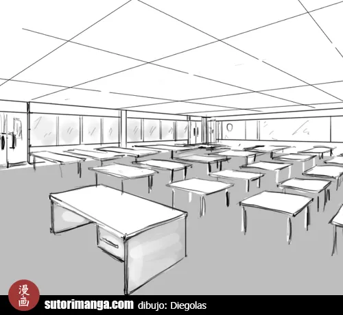 Sutori: Dibujo de escenarios #4 - Dibujando un aula/salón de escuela