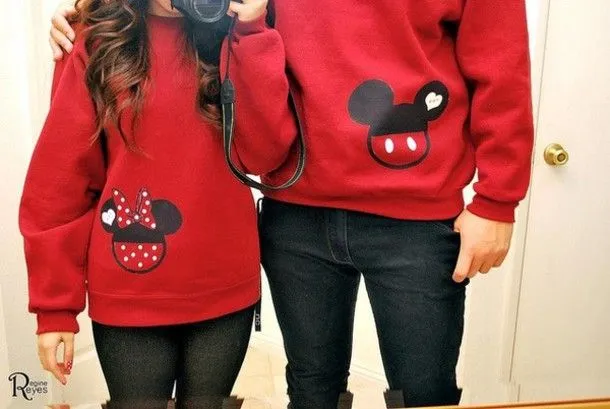 Sweater: couple sweaters, shoes, mickey mouse, minnie mouse ...