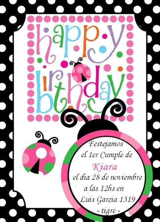 Tarjeta de invitación a cumpleaños de vaquita de san antonio - Imagui