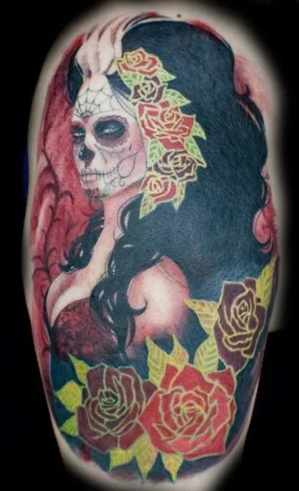 sylvia ji tattoo design | Tatuaje de catrina en el brazo de una ...