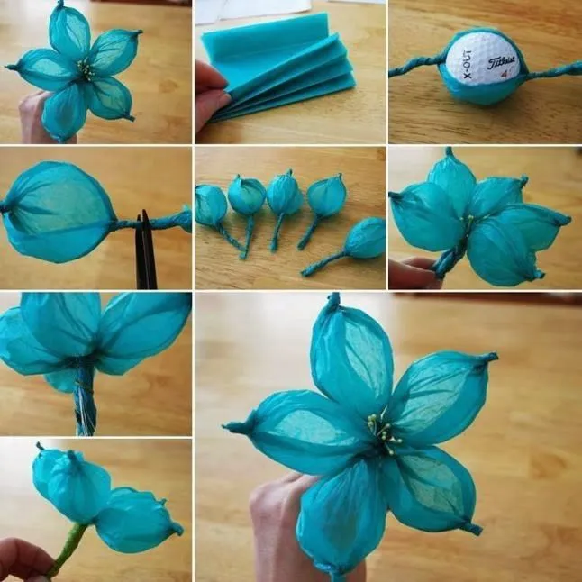 Tutorial #17: DIY Flor de papel de seda ~ CTejidas [Crochet y Dos ...