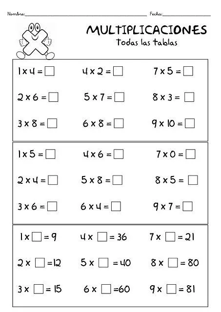 las tablas de multiplicar del 1 al 10 | TABLAS DE MULTIPLICAR DE ...