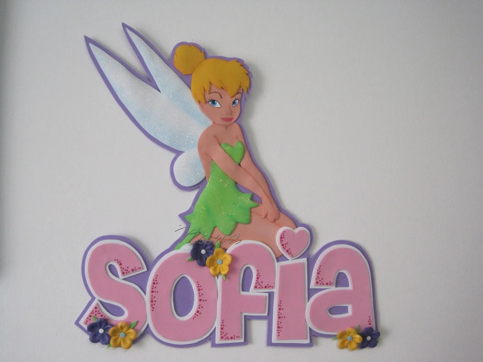 El Taller de Nana: Nombres con apliques de Tinkerbell