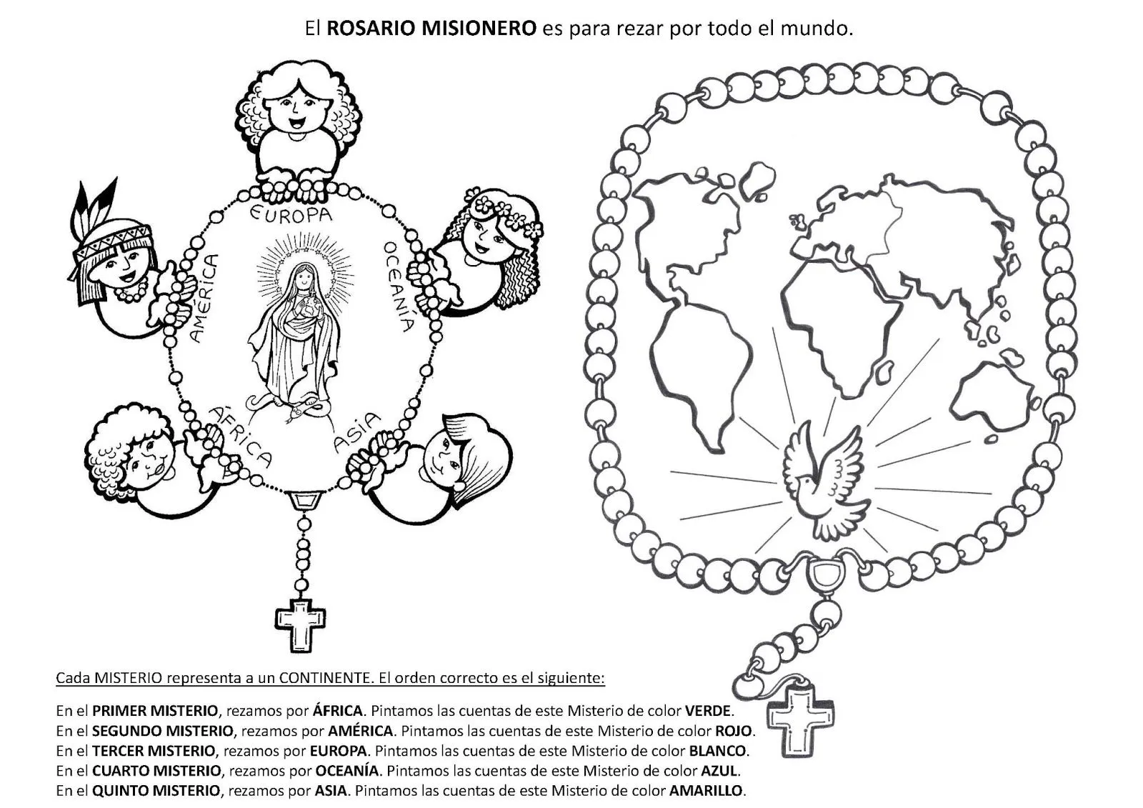 PARA COLOREAR: Rosario misionero para colorear