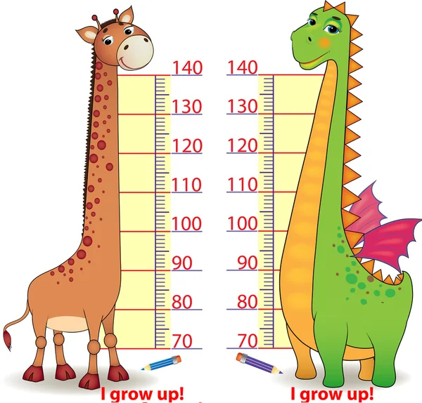 Tallímetros para niños con dragon mono y jirafa — Vector stock ...