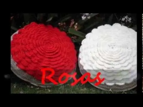 T&P Rosas - Almohadones redondos Crochet / Ganchillo - YouTube