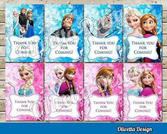 Tarjeta de Agradecimiento Frozen 8 Modelos por OlivettaDesign