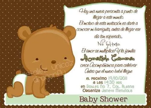 Tarjeta baby shower-baby osito | baby shower | Pinterest