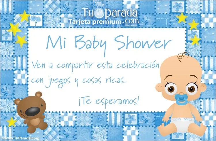 Tarjeta de Baby Shower celeste. Baby Shower, ver tarjetas ...