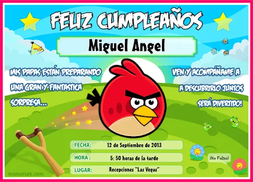 Tarjeta de Cumpleaños de Angry Birds para Imprimir — Invitaciones ...